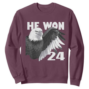 Trump 2024 Sweatshirt He Won 47th President American Eagle TS02 Maroon Print Your Wear