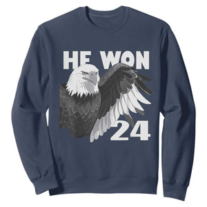 Trump 2024 Sweatshirt He Won 47th President American Eagle TS02 Navy Print Your Wear