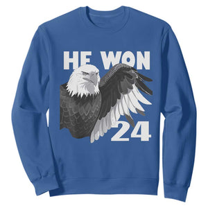 Trump 2024 Sweatshirt He Won 47th President American Eagle TS02 Royal Blue Print Your Wear