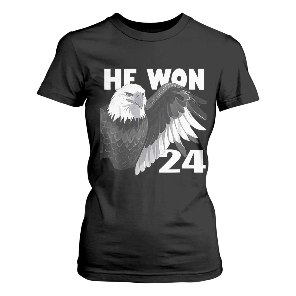 Trump 2024 T Shirt For Women He Won 47th President American Eagle TS02 Black Print Your Wear