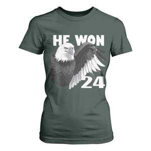 Trump 2024 T Shirt For Women He Won 47th President American Eagle TS02 Dark Forest Green Print Your Wear