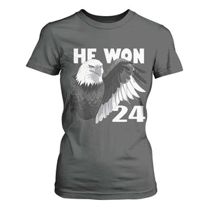 Trump 2024 T Shirt For Women He Won 47th President American Eagle TS02 Dark Heather Print Your Wear