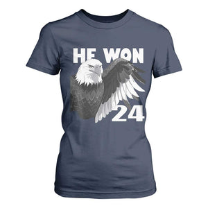 Trump 2024 T Shirt For Women He Won 47th President American Eagle TS02 Navy Print Your Wear