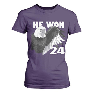 Trump 2024 T Shirt For Women He Won 47th President American Eagle TS02 Purple Print Your Wear