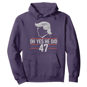 Trump 2024 Hoodie Oh Yes He Did He Won 47th President TS02 Purple Print Your Wear