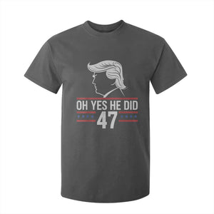 Trump 2024 T Shirt For Kid Oh Yes He Did He Won 47th President TS02 Dark Heather Print Your Wear