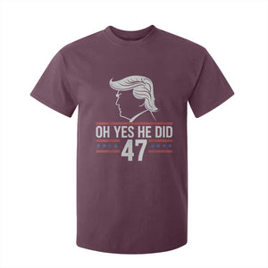 Trump 2024 T Shirt For Kid Oh Yes He Did He Won 47th President TS02 Maroon Print Your Wear