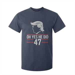 Trump 2024 T Shirt For Kid Oh Yes He Did He Won 47th President TS02 Navy Print Your Wear