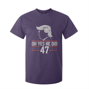 Trump 2024 T Shirt For Kid Oh Yes He Did He Won 47th President TS02 Purple Print Your Wear