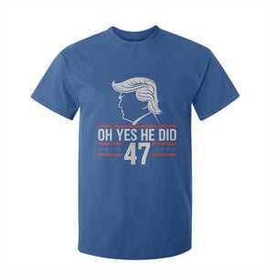 Trump 2024 T Shirt For Kid Oh Yes He Did He Won 47th President TS02 Royal Blue Print Your Wear