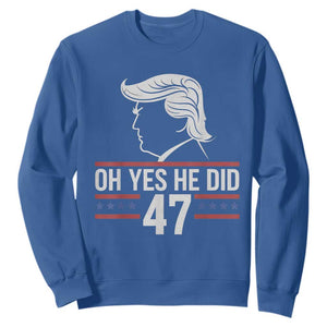 Trump 2024 Sweatshirt Oh Yes He Did He Won 47th President TS02 Royal Blue Print Your Wear