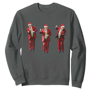 Funny Trump Dance Christmas Sweatshirt Santa Claus 2024 Xmas Pajamas Holiday TS02 Dark Heather Print Your Wear