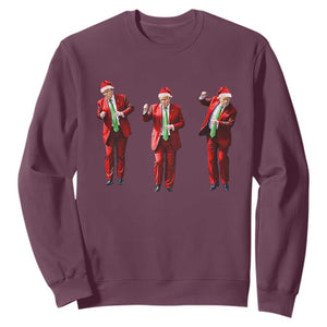 Funny Trump Dance Christmas Sweatshirt Santa Claus 2024 Xmas Pajamas Holiday TS02 Maroon Print Your Wear