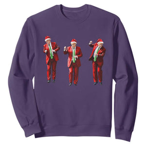 Funny Trump Dance Christmas Sweatshirt Santa Claus 2024 Xmas Pajamas Holiday TS02 Purple Print Your Wear