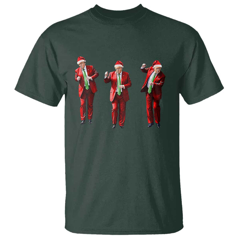 Funny Trump Dance Christmas T Shirt Santa Claus 2024 Xmas Pajamas Holiday TS02 Dark Forest Green Print Your Wear