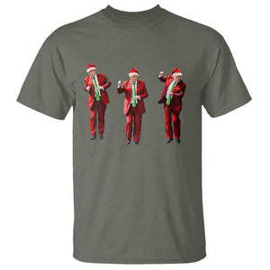 Funny Trump Dance Christmas T Shirt Santa Claus 2024 Xmas Pajamas Holiday TS02 Military Green Print Your Wear