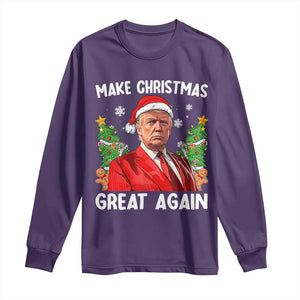 Funny Santa Trump 2024 Long Sleeve Shirt Make Christmas Great Again TS02 Purple Print Your Wear