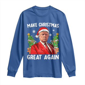 Funny Santa Trump 2024 Long Sleeve Shirt Make Christmas Great Again TS02 Royal Blue Print Your Wear