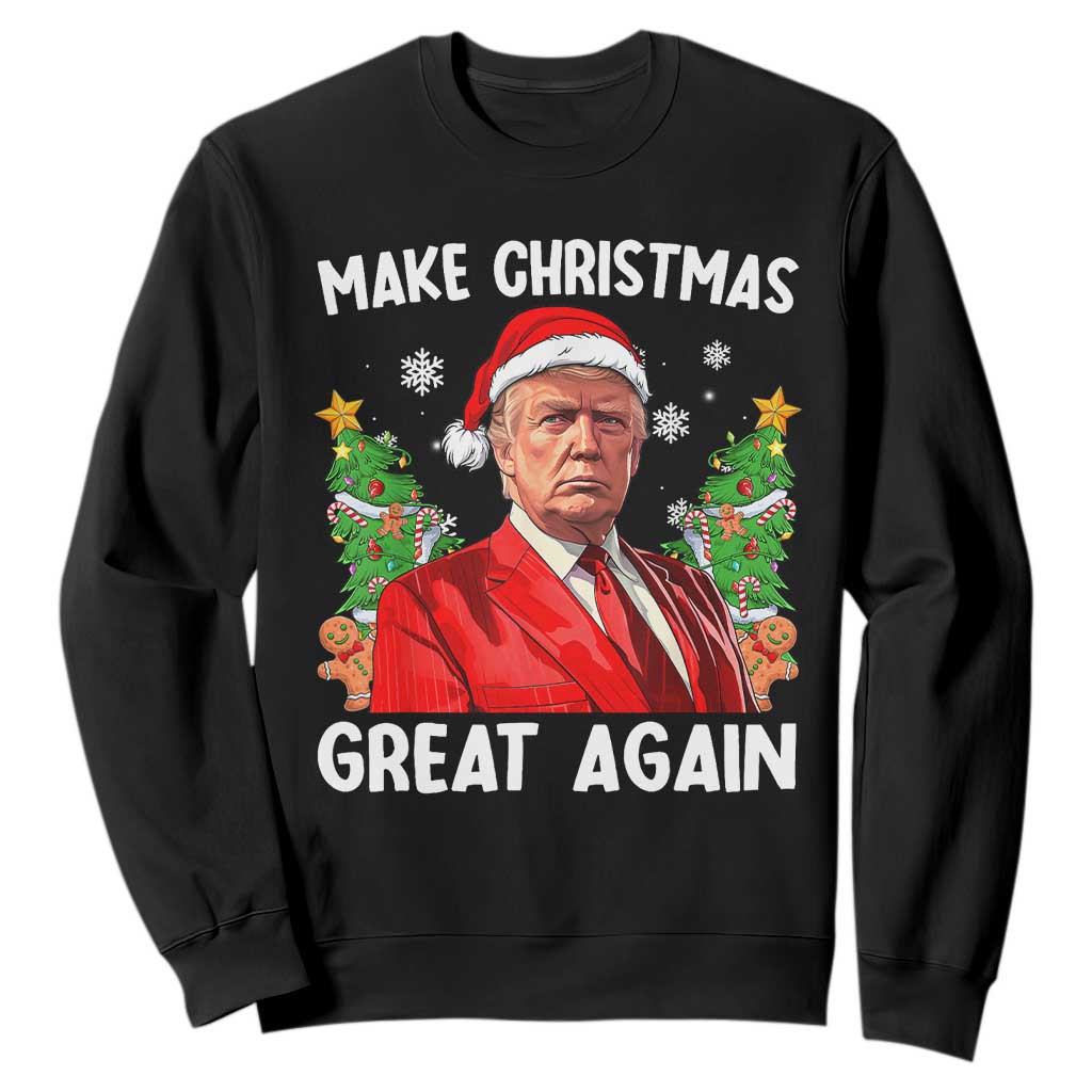 Funny Santa Trump 2024 Sweatshirt Make Christmas Great Again TS02 Black Print Your Wear