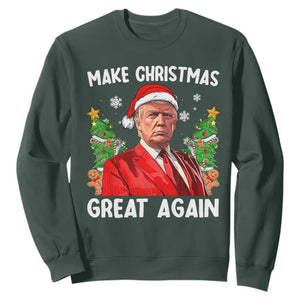 Funny Santa Trump 2024 Sweatshirt Make Christmas Great Again TS02 Dark Forest Green Print Your Wear