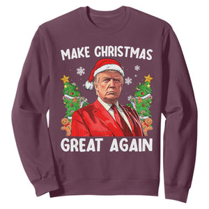 Funny Santa Trump 2024 Sweatshirt Make Christmas Great Again TS02 Maroon Print Your Wear