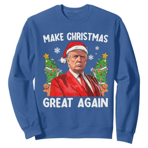 Funny Santa Trump 2024 Sweatshirt Make Christmas Great Again TS02 Royal Blue Print Your Wear