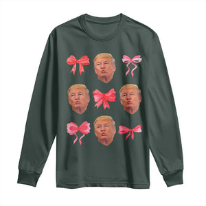 Trump Girl 2024 Long Sleeve Shirt 47th President Pink Coquette Bow Girly Y2K TS02 Dark Forest Green Print Your Wear