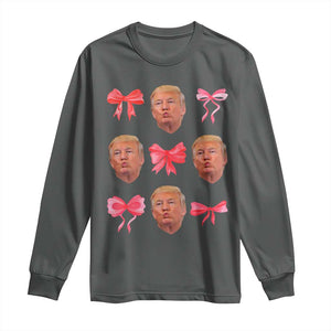 Trump Girl 2024 Long Sleeve Shirt 47th President Pink Coquette Bow Girly Y2K TS02 Dark Heather Print Your Wear