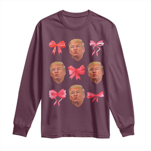 Trump Girl 2024 Long Sleeve Shirt 47th President Pink Coquette Bow Girly Y2K TS02 Maroon Print Your Wear