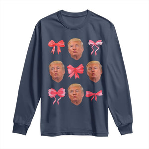 Trump Girl 2024 Long Sleeve Shirt 47th President Pink Coquette Bow Girly Y2K TS02 Navy Print Your Wear