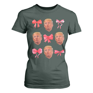 Trump Girl 2024 T Shirt For Women 47th President Pink Coquette Bow Girly Y2K TS02 Dark Forest Green Print Your Wear