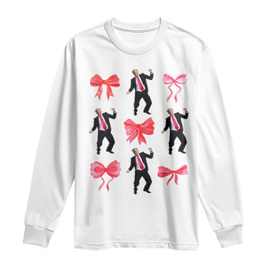 Trump Girl 2024 Long Sleeve Shirt 47th President Dancing Pink Coquette Bow Girly Y2K TS02 White Print Your Wear