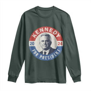 RFK Jr Kennedy 2024 Long Sleeve Shirt For President Vintage Button TS02 Dark Forest Green Print Your Wear