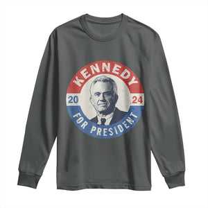 RFK Jr Kennedy 2024 Long Sleeve Shirt For President Vintage Button TS02 Dark Heather Print Your Wear