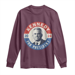 RFK Jr Kennedy 2024 Long Sleeve Shirt For President Vintage Button TS02 Maroon Print Your Wear