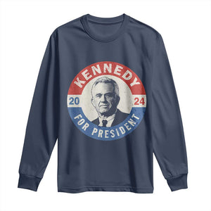 RFK Jr Kennedy 2024 Long Sleeve Shirt For President Vintage Button TS02 Navy Print Your Wear