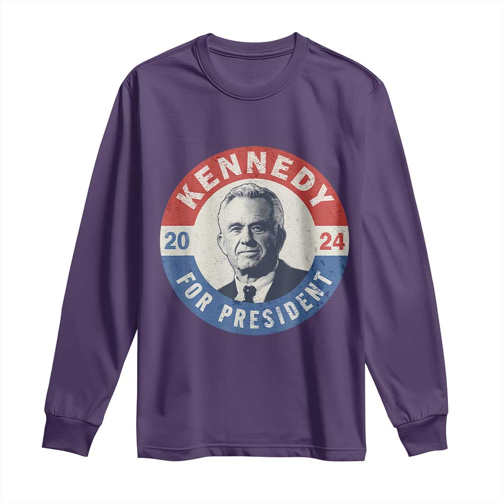 RFK Jr Kennedy 2024 Long Sleeve Shirt For President Vintage Button TS02 Purple Print Your Wear