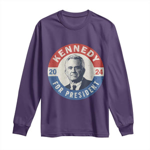 RFK Jr Kennedy 2024 Long Sleeve Shirt For President Vintage Button TS02 Purple Print Your Wear