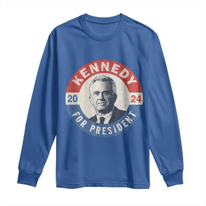 RFK Jr Kennedy 2024 Long Sleeve Shirt For President Vintage Button TS02 Royal Blue Print Your Wear