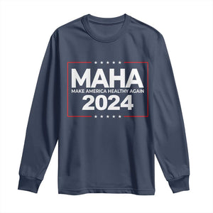 RFK Jr Kennedy 2024 Long Sleeve Shirt MAHA Make America Healthy Again TS02 Navy Print Your Wear