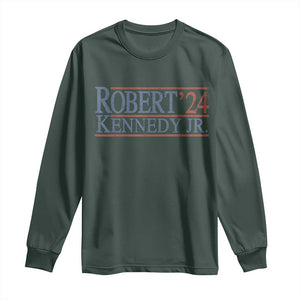 RFK Jr Kennedy 2024 Long Sleeve Shirt Distressed Robert Kennedy Jr. 24 TS02 Dark Forest Green Print Your Wear