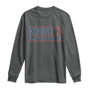 RFK Jr Kennedy 2024 Long Sleeve Shirt Distressed Robert Kennedy Jr. 24 TS02 Dark Heather Print Your Wear