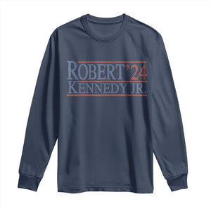 RFK Jr Kennedy 2024 Long Sleeve Shirt Distressed Robert Kennedy Jr. 24 TS02 Navy Print Your Wear