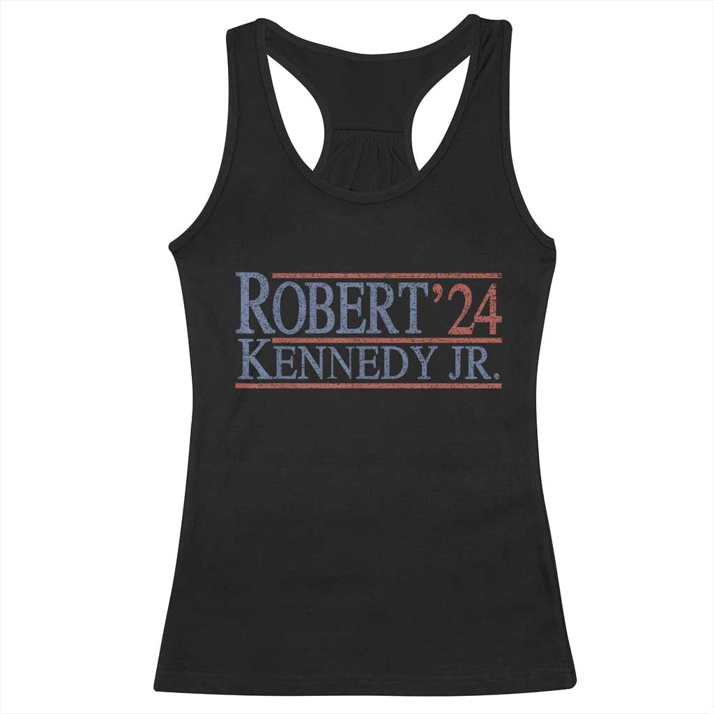 RFK Jr Kennedy 2024 Racerback Tank Top Distressed Robert Kennedy Jr. 24 TS02 Black Print Your Wear