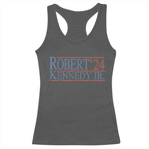 RFK Jr Kennedy 2024 Racerback Tank Top Distressed Robert Kennedy Jr. 24 TS02 Dark Heather Print Your Wear
