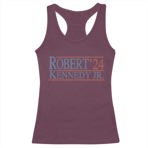 RFK Jr Kennedy 2024 Racerback Tank Top Distressed Robert Kennedy Jr. 24 TS02 Maroon Print Your Wear