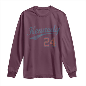 RFK Jr Kennedy 2024 Long Sleeve Shirt Team Kennedy 24 Vintage TS02 Maroon Print Your Wear