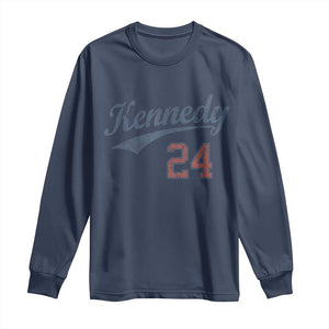 RFK Jr Kennedy 2024 Long Sleeve Shirt Team Kennedy 24 Vintage TS02 Navy Print Your Wear