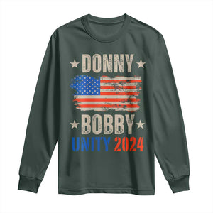 Donny Bobby 2024 Long Sleeve Shirt Trump and Robert Kennedy Jr. RFK Unity TS02 Dark Forest Green Print Your Wear