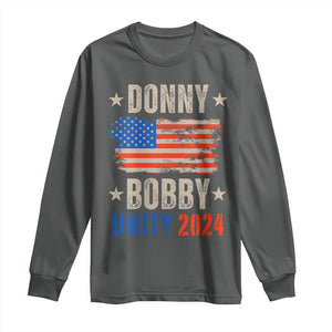 Donny Bobby 2024 Long Sleeve Shirt Trump and Robert Kennedy Jr. RFK Unity TS02 Dark Heather Print Your Wear